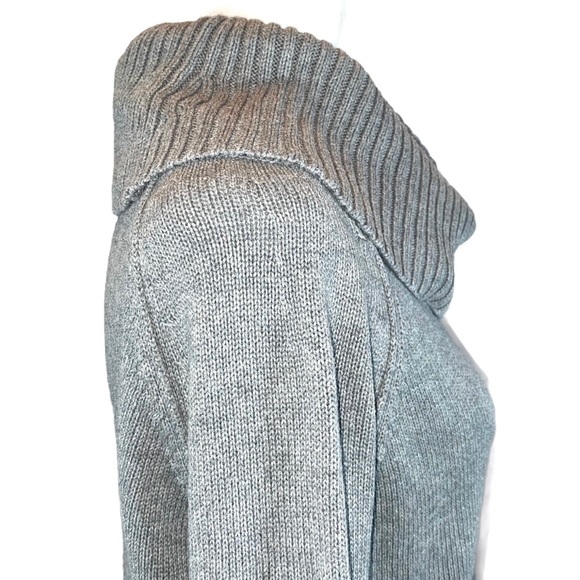 Pria sz L gray cowl neck long sleeve pullover long sleeve midweight knit sweater - Picture 5 of 11